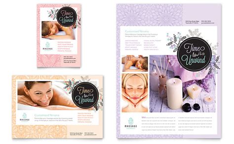 massage flyer and ad template design