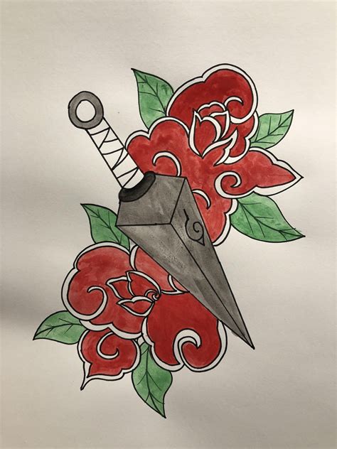 This is perfect for aspiring artists. Akatsuki-flower traditional tattoo idea my gf drew ...