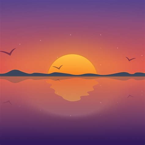 2048x2048 Minimal Reflection Sunset Ipad Air Wallpaper Hd Minimalist