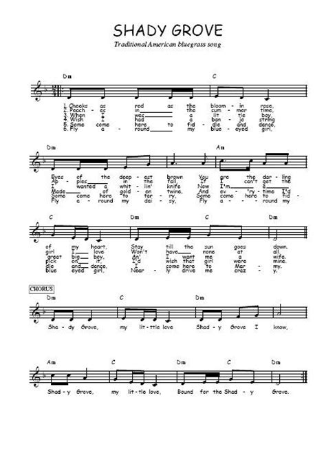 Download The Free Sheet Music Of Shady Grove In Pdf Shady Grove