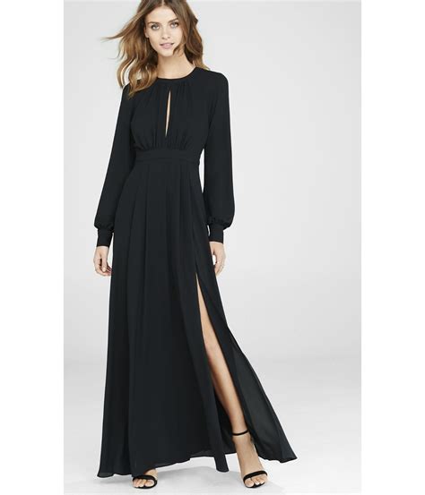 Whether you want chiffon, strapless, floral printed, or one shoulder maxi dress, you can find it at milanoo.com. Lyst - Express Black Poet Sleeve Maxi Dress in Black