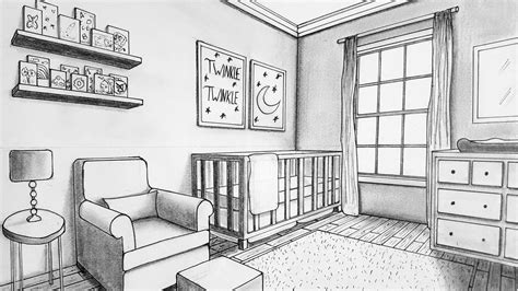 Drawing In Two Point Perspective Nursery Room Timelapse Youtube