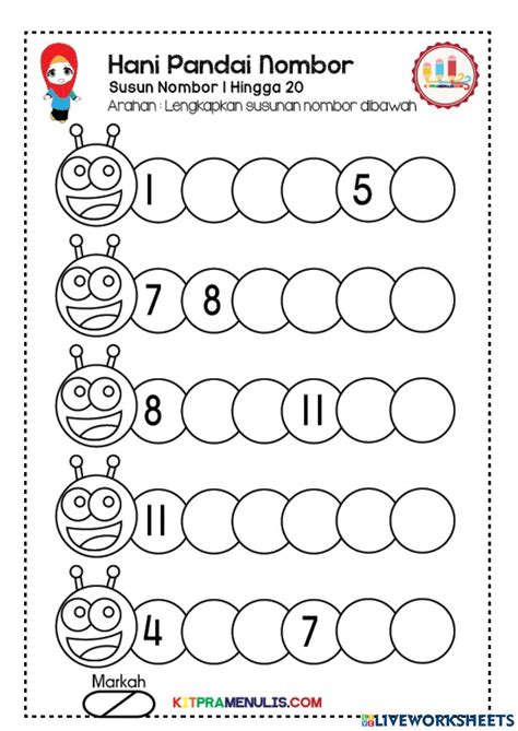 Nombor 1 10 Worksheet Digital