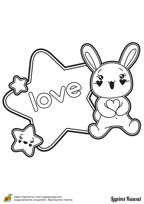 Comment dessiner fraise kawaii tape par tape dessins avec. Coloriage lapin kawai love sur Hugolescargot.com