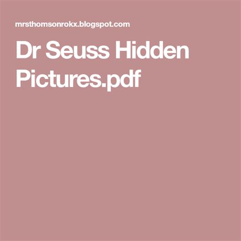 Dr Seuss Hidden Pictures Printables