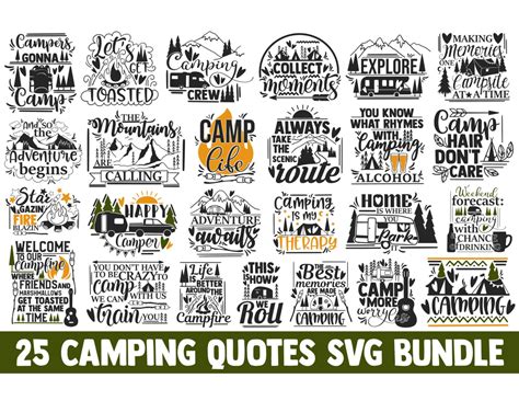 25 Camping Quote Bundle Svg Svg File Svg Instant Download Etsy In
