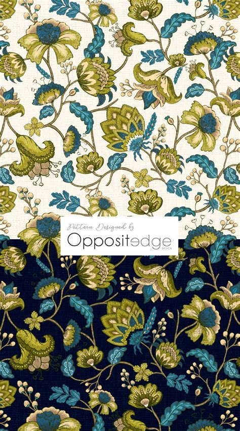 Jacobean Green Floral Seamless Pattern Is Available For Licensing And