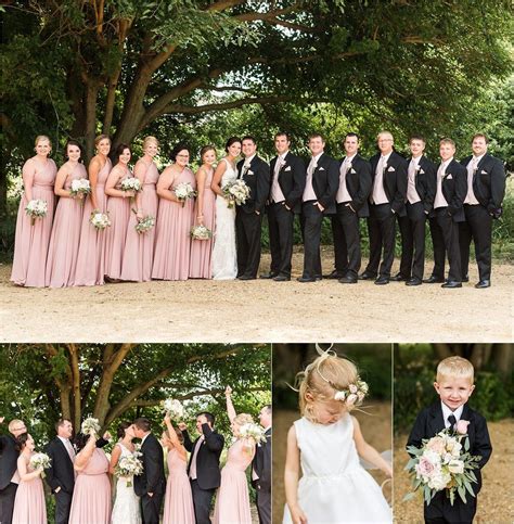 Pink Bridesmaids Dress And Black Suits Maddie Peschong Photography
