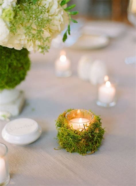 moss votives Outdoor Wedding Centerpieces, Wedding Decorations, Table