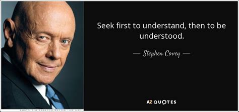 Seek first to understand according to factors such as demographics and geographical location, in order to enable media and marketing agencies to structure and understand their target groups to enable customised online advertising. Stephen Covey quote: Seek first to understand, then to be ...