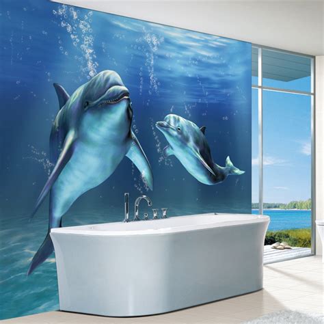 Charms Sea World Wall Mural 3d Cute Dolphin Wallpaper Large Wall Art