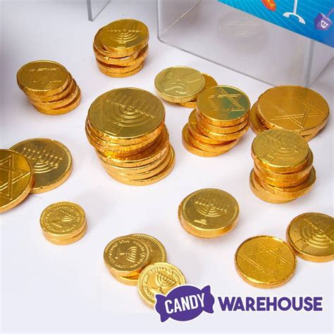 Thompson Hanukkah Gelt Gold Foiled Milk Chocolate Coins 1 Ounce Mesh