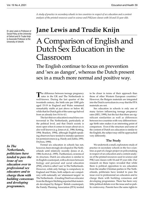 pdf a comparison of english and dutch sex education in the classroom