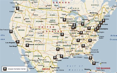 Map Of Usa Amazons Current Fulfillment And Sortation Center Networks