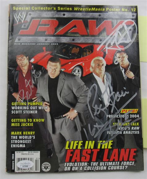 2004 Wwe Raw Magazine Signed By 6 With Randy Orton Batista Ric