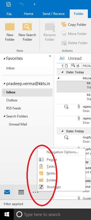 Sometimes the last one used is at the bottom and each one. Outlook 2016 Folders and sent items not showing ...