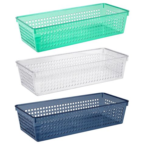 Colorful Plastic Rectangular Slotted Baskets 105x25x45 In