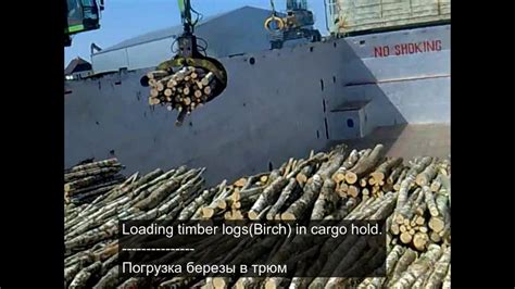 Погрузка бревна в трюм Loading Timber Onto A Cargo Ship Youtube