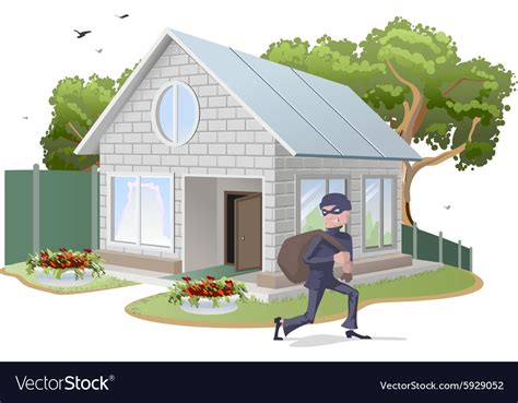 male thief robbed house burglaries property vector image