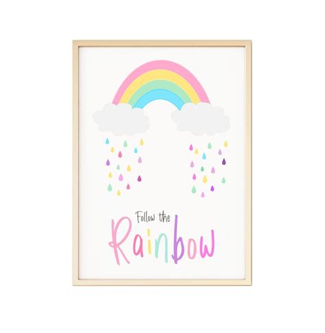 Follow The Rainbow Nursery Poster Print Picture A4 Pr26 Etsy