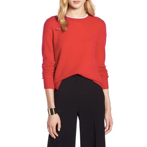 Halogen Nordstrom Womens Cashmere Sweater Red Pink Xs Crew Neck Ebay