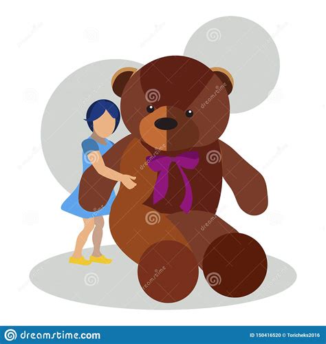 Girl With Teddy Bear Toy Vector Illustration Flat Stock Vector