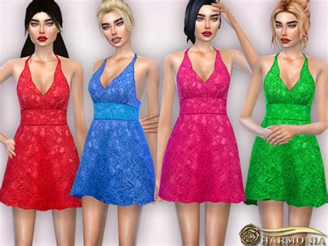The Sims Resource Lace Fit Flare Mini Dress By Harmonia • Sims 4 Downloads