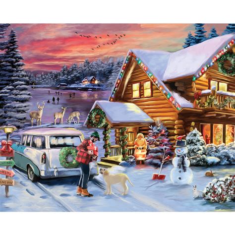 Christmas Cabin On The Lake 1000 Piece Jigsaw Puzzle Spilsbury