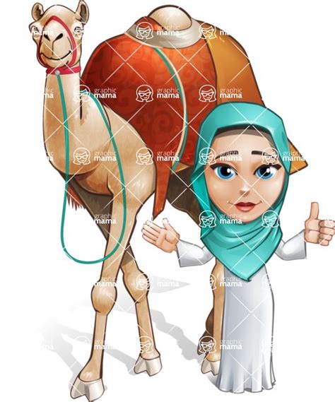 Cute Muslim Girl Cartoon Vector Character Aka Aida The Graceful Camel