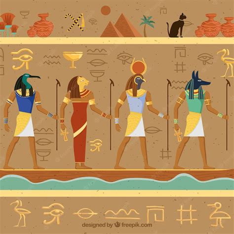 Premium Vector Egyptian Hieroglyphics Background With Flat Design