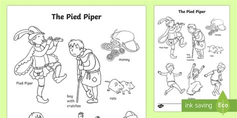 The Pied Piper Words Colouring Sheet Teacher Made Twinkl