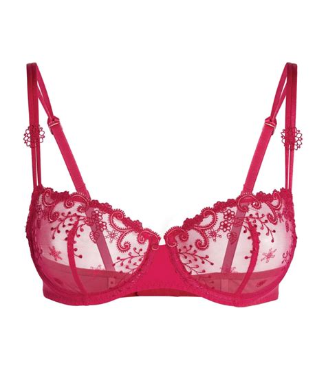 Womens Simone Perele Red D Lice Lace Half Cup Bra Harrods Countrycode