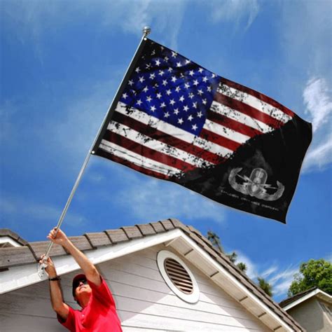 Eod Senior Stars And Stripes Black Flag Banner