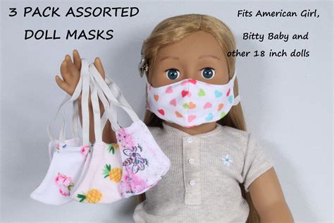 Three Pack Assorted Doll Masks Fits American Girl And Other Etsy