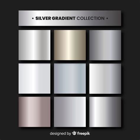 Premium Vector Silver Gradient Collection Silver Color Palette