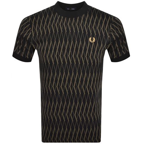 Fred Perry Argyle Jacquard T Shirt Black Mainline Menswear