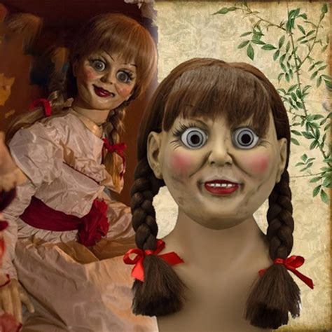 Halloween Annabelle Cosplay Mask Latex Cosplay Annabel Doll Scary Movie Adult Full Head Latex