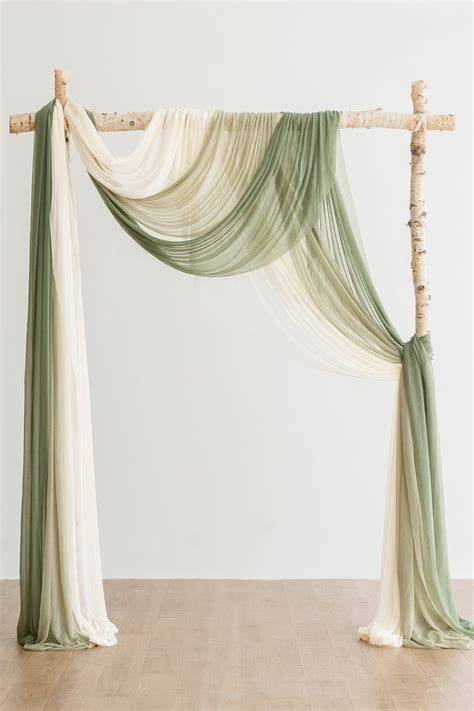Wedding Arch Drapes In White And Sage Wedding Draping Wedding Arch