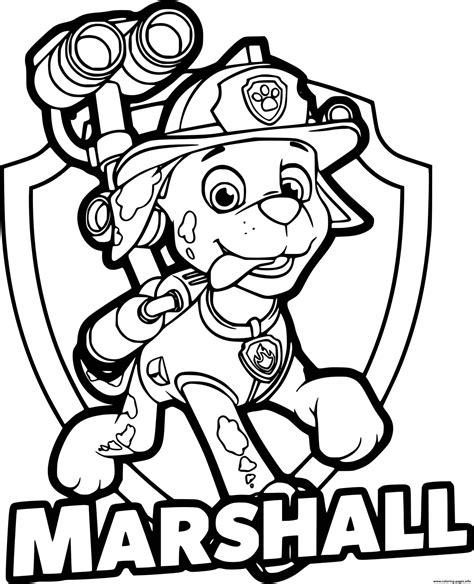 Paw Patrol Marshall Badge Coloring Page Printable