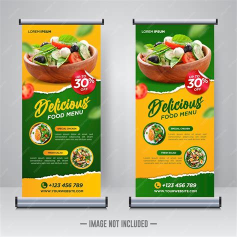 Premium Vector Food And Restaurant Roll Up Banner Design Template