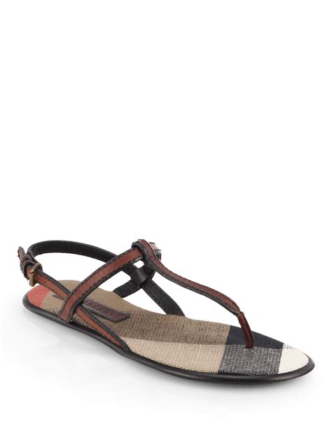 Burberry Ingledew Check Leather Sandals in Dark Tan (Brown) - Lyst