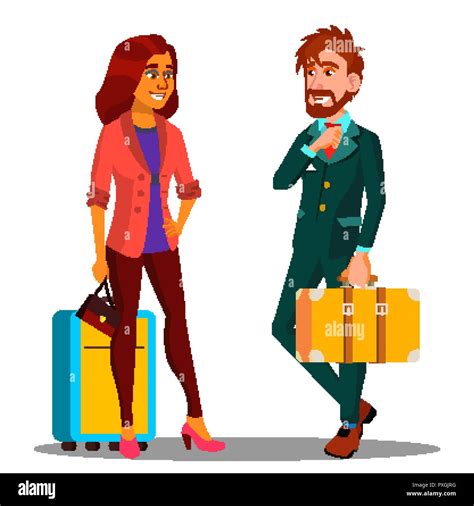 Business Trip Businessman In Suit And Suitcase In Hand Vector