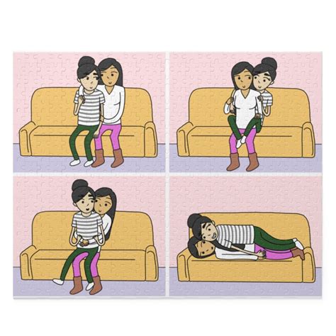 Cuddle Positions Jigsaw Puzzle 500 Pieces Best Lesbian Anniversary Ts Lgbtq Puzzles Etsy