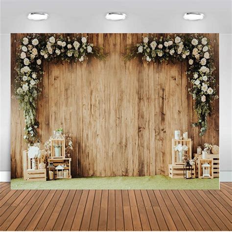 Wood Floor Photography Background Flowers Wedding Bridal Decor Backdrop