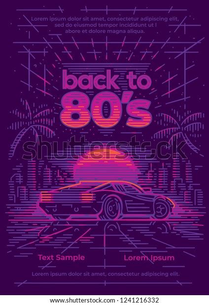 Back 80s Neon Style Postercardflyer Template Stock Vector Royalty Free