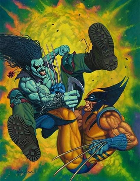 Lobo Vs Wolverine Art By Marc Sasso Wolverine Comic Art Marvel