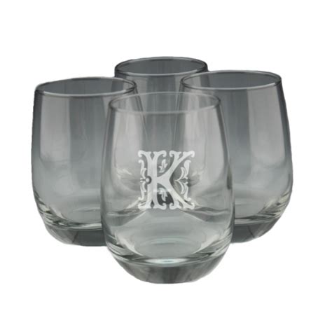 Stemless Wine Glasses Personalized Set Of Four Lv Harkness And Company