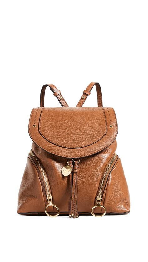 See By Chloé Olga Small Textured Leather Backpack In Brown Lyst