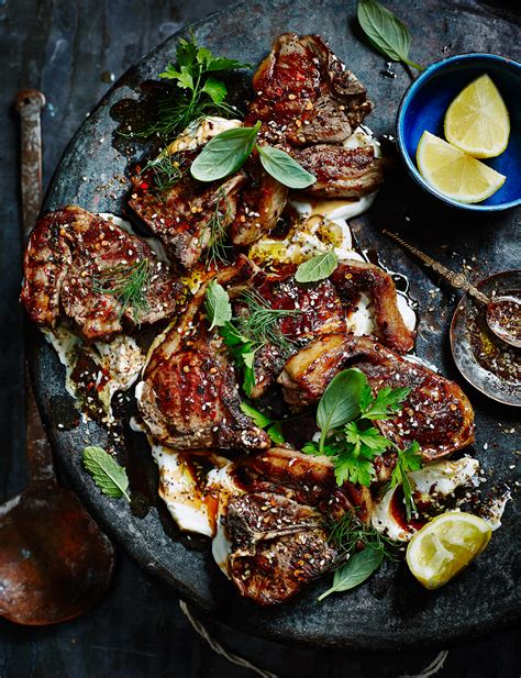 Lamb meatballs served in a tomato sauce with cauliflower rice and roasted vegetables. Zaatar lamb chops with salted yogurt, sweet herbs and ...