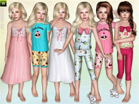 Lillkas Girls Sleepwear Set Sims 3 Cc Clothes Sims 4